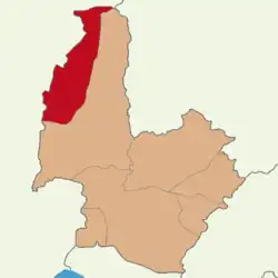 Map showing Sumbas District in Osmaniye Province