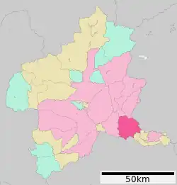 Location of Ōta in Gunma Prefecture