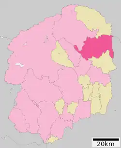 Location of Ōtawara in Tochigi Prefecture