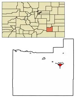 Location of the City of La Junta in Otero County, Colorado.