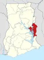 Location of Oti Region in Ghana