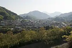 Panoramic view of Ōtsuki City, from Mount Iwadono