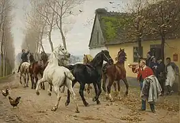 A Pack of Horses Outside an Inn