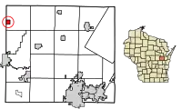 Location of Bear Creek in Outagamie County, Wisconsin.