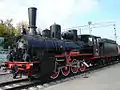 Preserved Russian locomotive class O steam locomotive Ov-841 at Rizhsky station