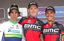 Michael Matthews (2nd), Ben Hermans (1st) and Philippe Gilbert (3rd).