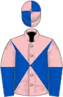 Pink and royal blue diabolo, halved sleeves, pink and royal blue quartered cap