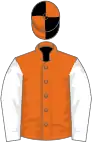 Orange, white sleeves, black and orange quartered cap