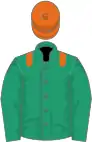 Emerald green, orange epaulets and cap