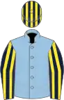Light Blue, Dark Blue and Yellow striped sleeves and striped cap