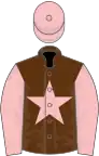 BROWN, pink star, pink sleeves and cap