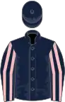 Dark blue, pink striped sleeves