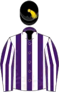Purple and White stripes, Black velvet cap, Gold tassel
