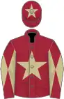 Maroon, beige star, diabolo on sleeves and star on cap