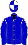 Blue, white seams, quartered cap