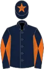 Dark blue, orange diabolo on sleeves, star on cap