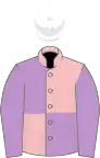 Pink and mauve (quartered), mauve sleeves, white cap