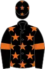 Black, orange stars, armlets and stars on cap