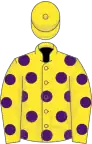 Yellow, purple spots, yellow cap