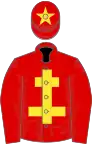 Red, yellow cross of lorraine and star on cap