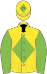 Yellow, light green diamond, sleeves and diamond on cap