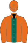 Orange, dark green stripe