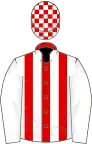 RED and WHITE STRIPES, white sleeves, check cap