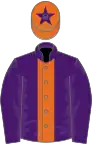Purple, orange stripe, orange cap, purple star