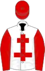 WHITE, red cross of lorraine and sleeves, red cap