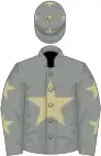 Grey, beige star, stars on sleeves and cap