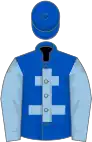 Royal blue, light blue cross of lorraine and sleeves