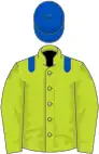 Lime green, royal blue epaulets and cap