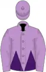 Mauve and purple halved horizontally, mauve sleeves and cap