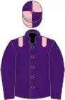 Purple, pink epaulets, pink and purple quartered cap