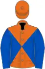 Orange, royal blue diabolo, royal blue sleeves, orange cap