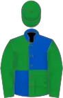 Green and blue (quartered), green sleeves and cap