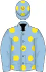 Light blue, yellow spots on body and cap