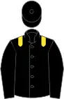 Black, yellow epaulettes, black sleeves, black cap