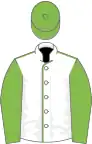 White, Light Green seams, sleeves and cap
