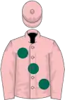 Pink, large dark green spots