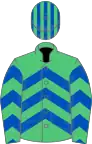EMERALD GREEN and ROYAL BLUE CHEVRONS, striped cap