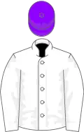 White, purple cap