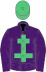 Purple, emerald green cross of lorraine, emerald green cap