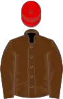 Brown, maroon cap