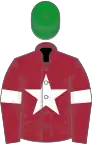 Maroon, white star and armlet, green cap