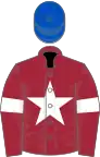 Maroon, white star and armlets, blue cap