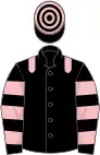 Black, pink epaulets, hooped sleeves and cap