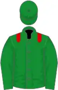 Emerald green, red epaulettes, emerald green cap