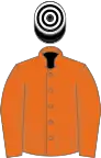 Orange, black and white hooped cap