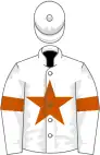 White, orange star, orange armlet on sleeves, white cap